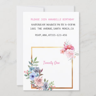 Unknown floral birthday invitation