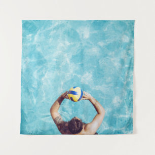 Unknown person playing beach volleyball tapestry