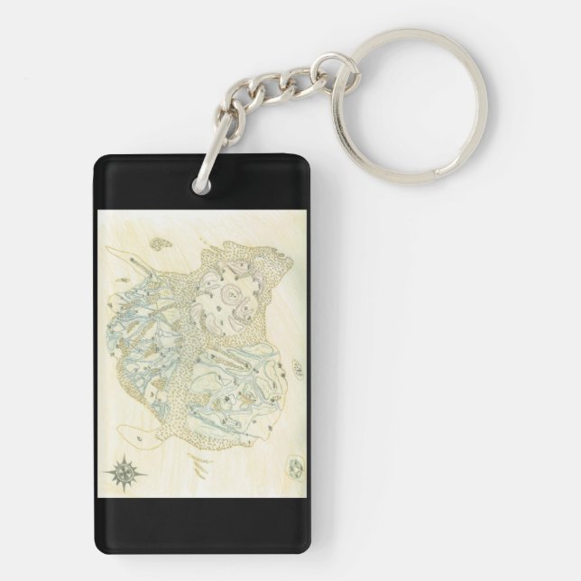 Unlabeled Map of Trino Keychain (Back)