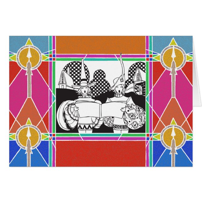 Unleaded Stained Glass Medieval Minstrels (Front Horizontal)