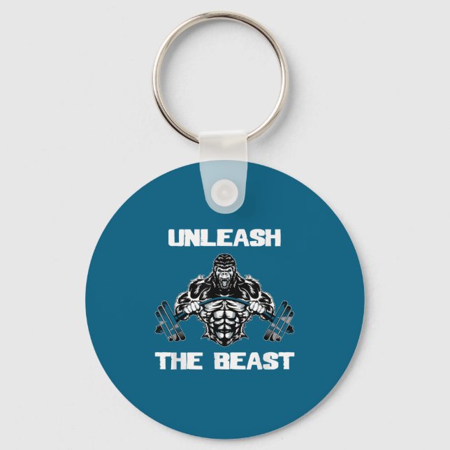 Unleahe Gorilla Bodybuilding Motivational Gift  Keychain (Front)