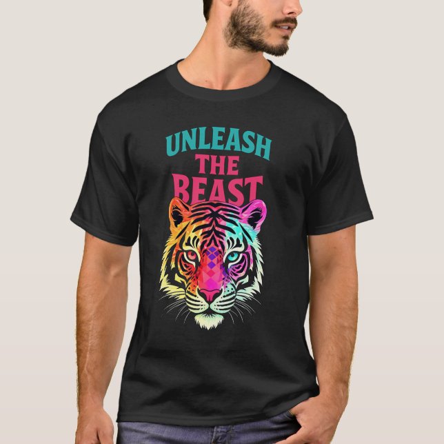 Unleash the Beast Bold Neon Graphic T-Shirt (Front)