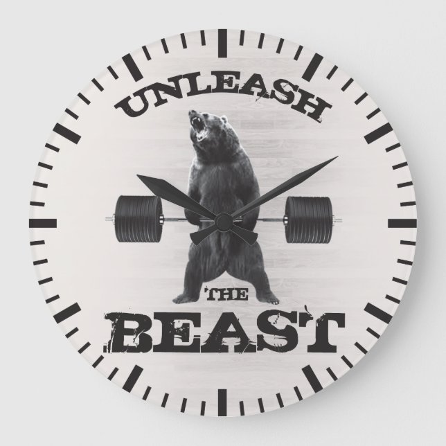 Unleash The Beast Gym Motivation Large Clock (Front)