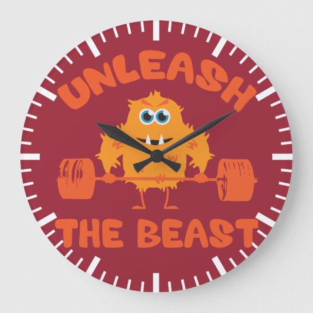 Unleash The Beast Gym Motivation Large Clock (Front)