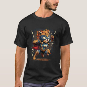 Unleash the Hero Within Our Cartoon Cat Superhero T-Shirt