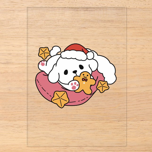 Unleash the Holiday Cheer – Cute Dog Christmas Acrylic Invitations (Front)