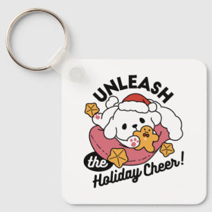 Unleash the Holiday Cheer – Cute Dog Christmas Keychain