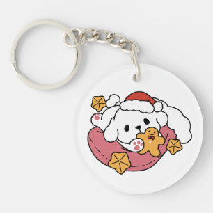 Unleash the Holiday Cheer – Cute Dog Christmas Keychain