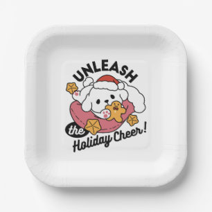 Unleash the Holiday Cheer – Cute Dog Christmas Paper Plate