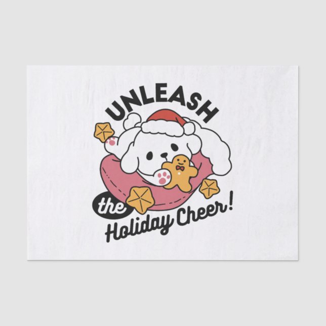 Unleash the Holiday Cheer – Cute Dog Christmas Tissue Paper (Front)