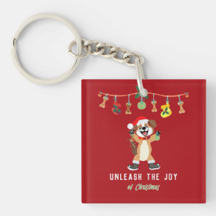 Unleash The Joy Of Christmas Dog Keychain