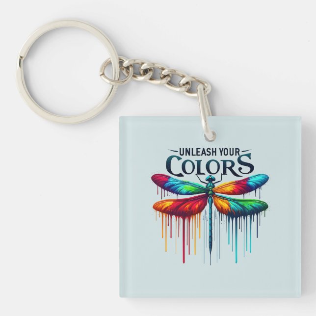 Unleash Your Colours - Artistic Dragonfly Keychain (Front)