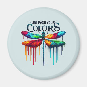 Unleash Your Colours - Artistic Dragonfly Magnet