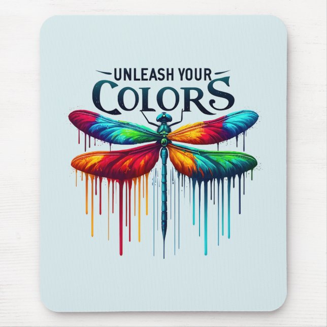 Unleash Your Colours - Artistic Dragonfly Mouse Pad (Front)