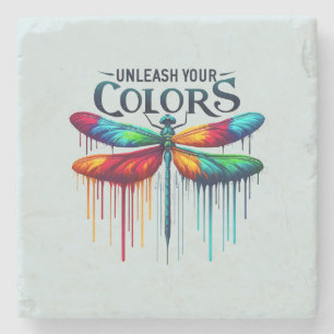 Unleash Your Colours - Artistic Dragonfly Stone Coaster