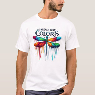 Unleash Your Colours - Artistic Dragonfly T-Shirt
