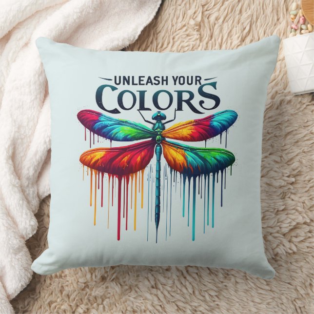 Unleash Your Colours - Artistic Dragonfly Throw Pillow (Blanket)