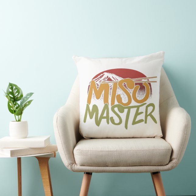 Unleash Your Inner Chef - "Miso Master" Multicolor Throw Pillow (Chair)