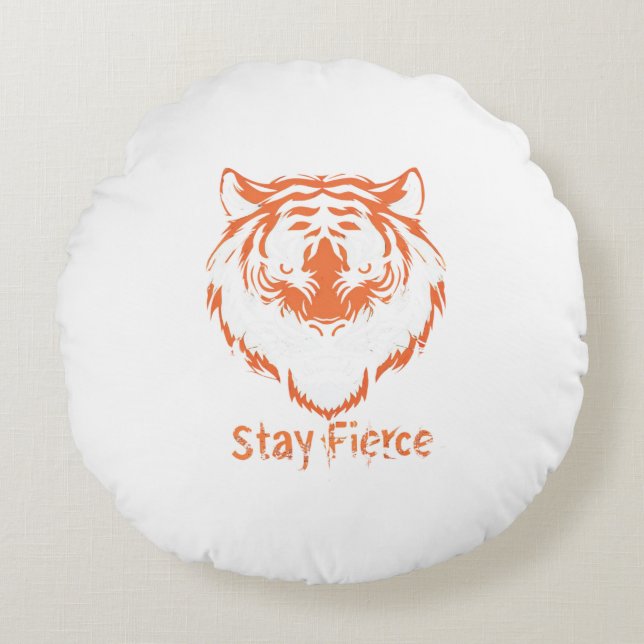 Unleash Your InnerTiger with Our Fierce Collection Round Pillow (Front)