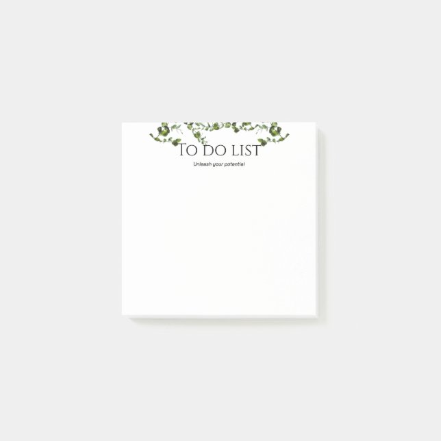 Unleash Your Potential! Greenery To Do List Sticky Post-it Notes (Front)