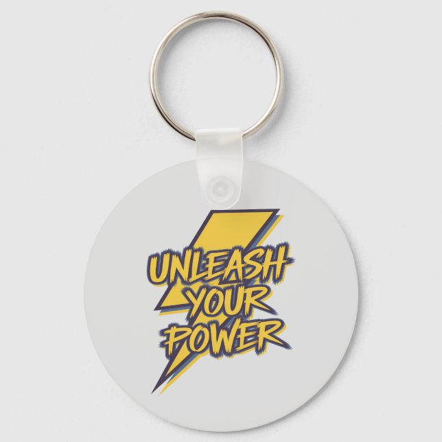 Unleash Your Power Motivational Lightning Bolt Keychain (Front)