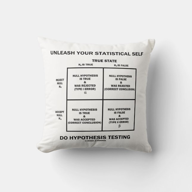 Unleash Your Statistical Self Hypothesis Testing Throw Pillow (Front)