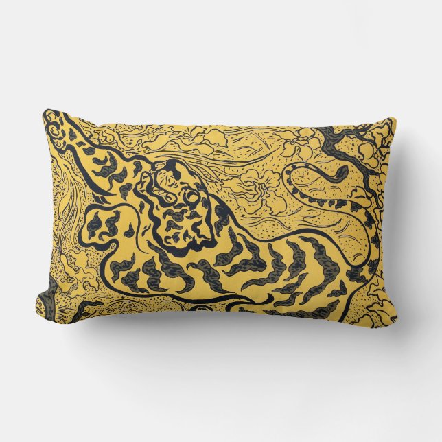 Unleash Your Wild Side: Tiger in the Jungle Lumbar Pillow (Front)