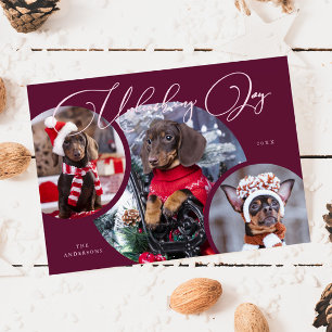 Unleashing Joy Cranberry Dog Photo Holiday Card