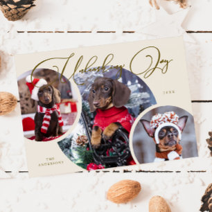 Unleashing Joy Cream Dog Photo Holiday Card