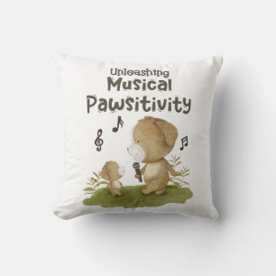 Unleashing Musical Pawsitivity - Pet Lover - Music Throw Pillow