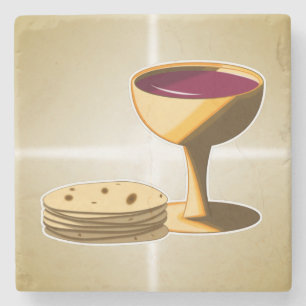 Unleavened Bread and Wine The Last Supper Easter Stone Coaster