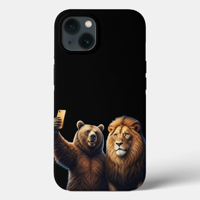 Unlikely Friends: Bear & Lion Selfie Phone Case! Case-Mate iPhone Case (Back)