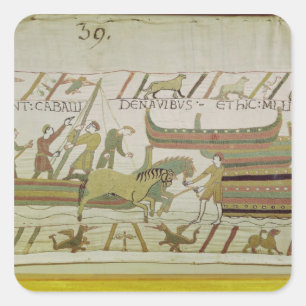 Unloading horses from the ships square sticker