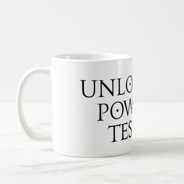 Unlock the power of testing coffee mug (Left)
