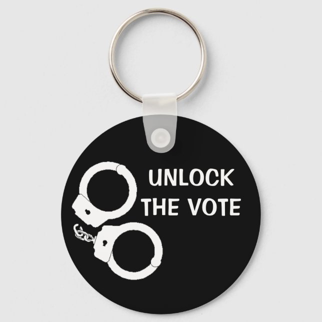 Unlock The Vote: Black/White Keychain (Front)