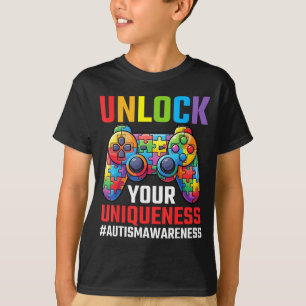 Unlock Your Uniqueness Autism Awareness Gaming Con T-Shirt