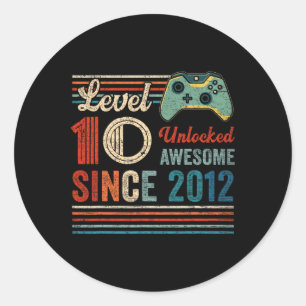 Unlocked Level 10 Birthday 10 Year Old Video Game  Classic Round Sticker