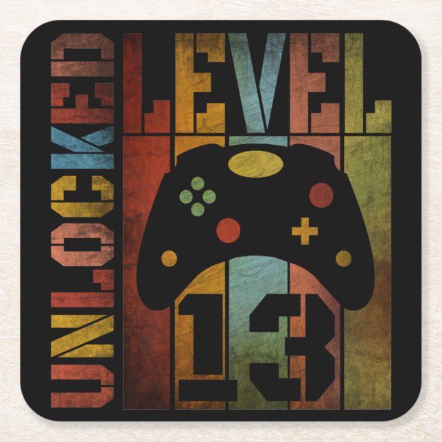 UNLOCKED LEVEL 13 SQUARE PAPER COASTER (Front)