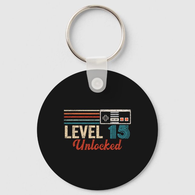 Unlocked Level 15 Birthday Boy Video Game Controll Keychain (Front)