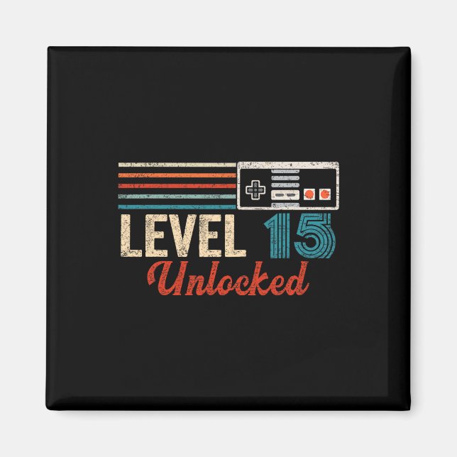 Unlocked Level 15 Birthday Boy Video Game Controll Magnet (Front)
