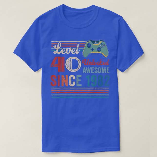 Unlocked Level 40 Birthday 40 Year Old Video Game  T-Shirt (Design Front)