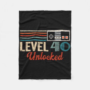 Unlocked Level 40 Birthday Boy Video Game Controll Fleece Blanket