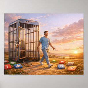 Unlocked Mind in the Digital Dawn Poster