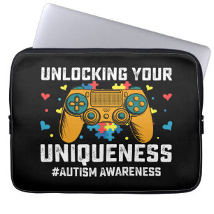 Unlocking Your Uniqueness Autism Gaming Gamer Laptop Sleeve