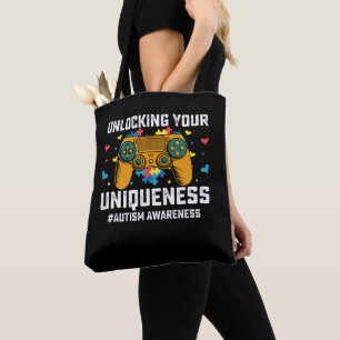 Unlocking Your Uniqueness Autism Gaming Gamer Tote Bag