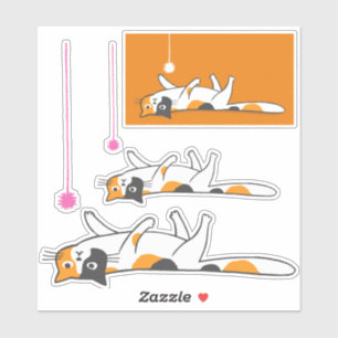 Unmotivated Calico Cat   Funny Pet Kitty Stickers