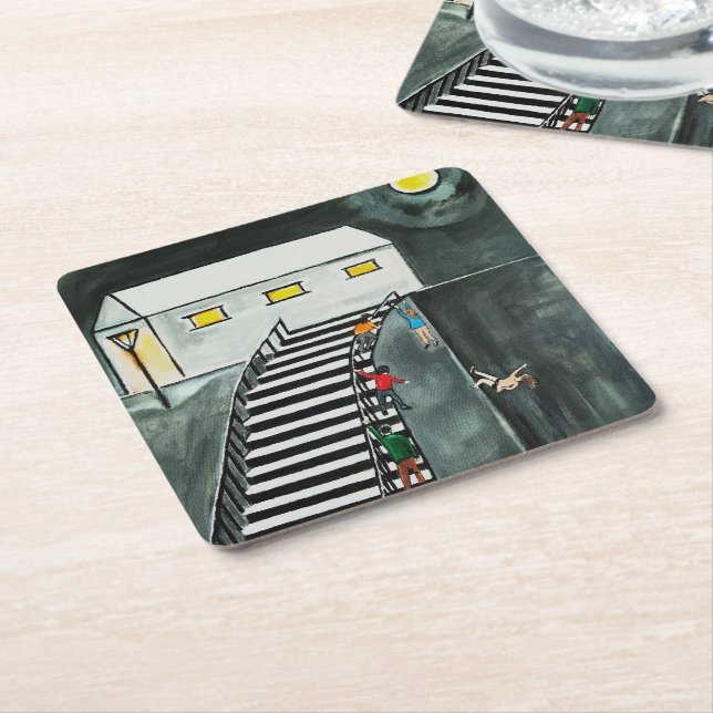 Unnecessary Steps Painting by Alfred Fox Square Paper Coaster (Angled)
