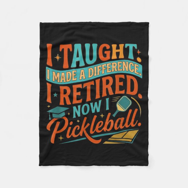 unny Retired Educator Pickleball Player Fleece Blanket (Front)