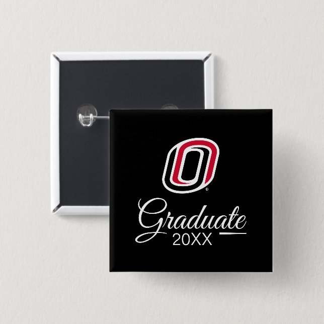 UNO Mavericks Graduate 2 Inch Square Button (Front & Back)