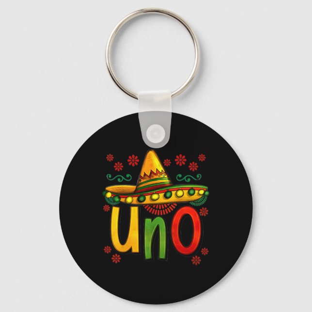 Uno My First Mexican Birthday Cinco De Mayo 1st Bi Keychain (Front)